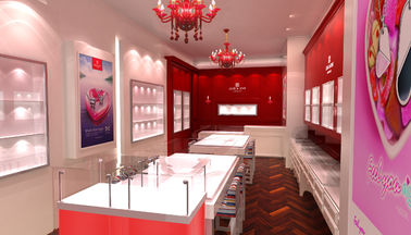 Китай Пинк/красный запирая витринный шкаф ювелирных изделий для дизайна интерьера магазина украшений поставщик