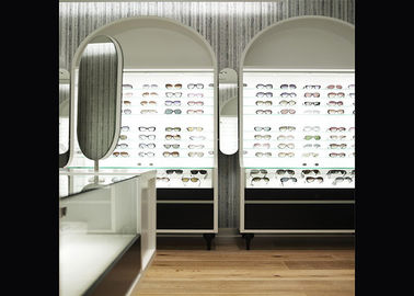 Китай Витринный шкаф Эйегласс бренда восхитительный иерархический для дизайна магазина оптически стекел поставщик